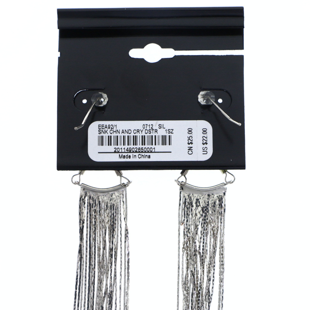 bebe silver dangle with crystal earring NWT bbe23a - Picture 2 of 8